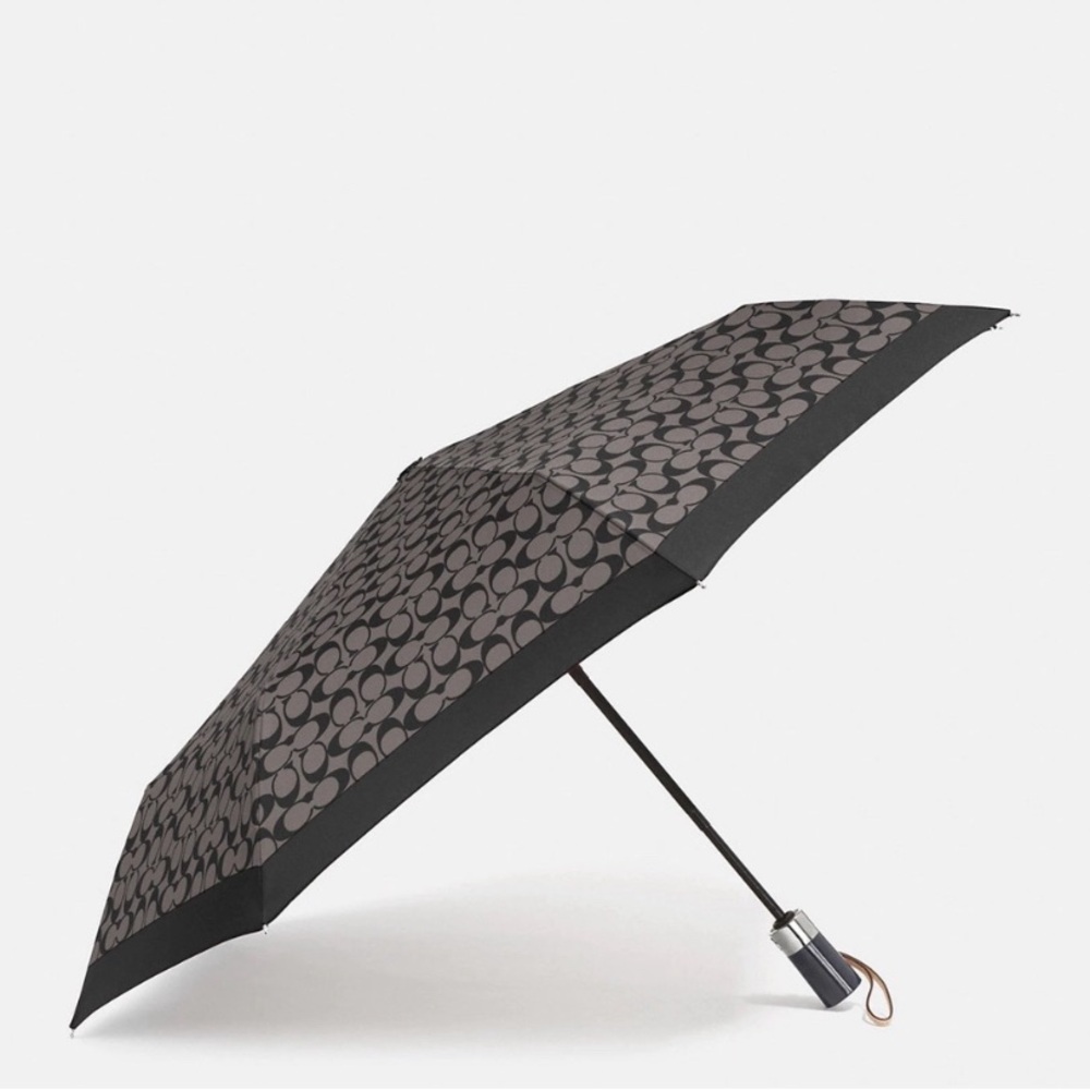 Coach NWT Signature Logo Mini Umbrella MSRP $78 “Graphite”